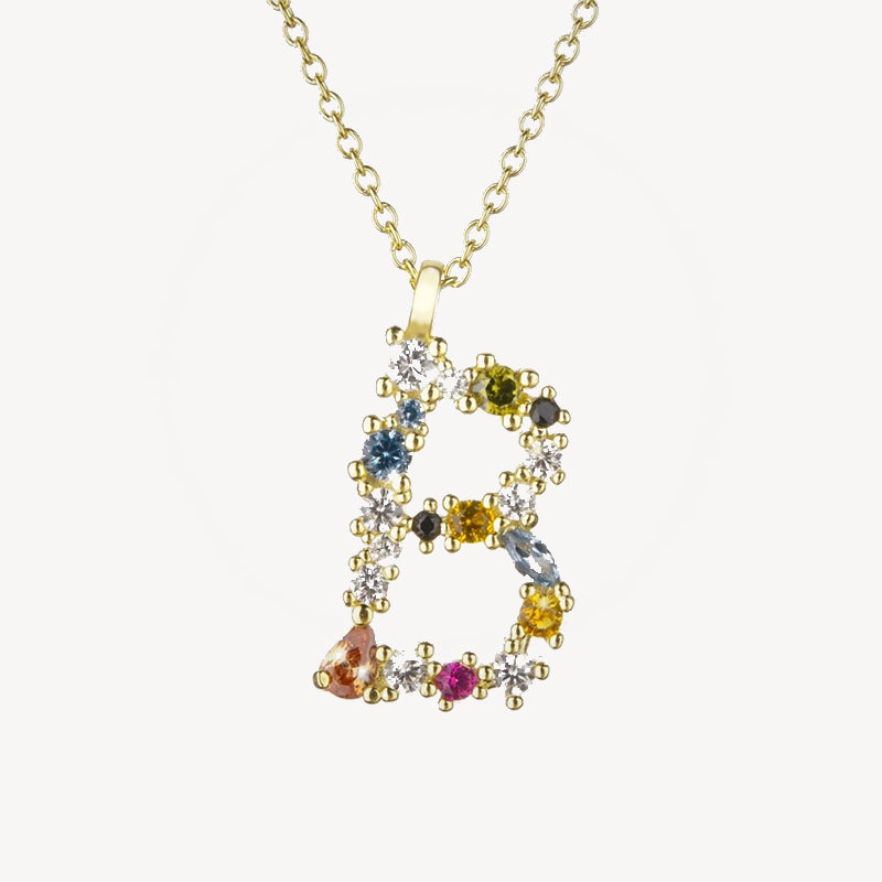 Gothic Gemstone Initial Necklace