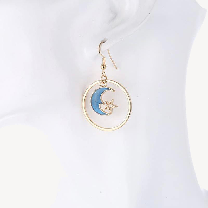 Sun and Moon Enamel Earrings