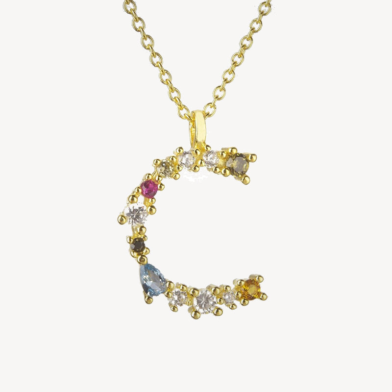 Gothic Gemstone Initial Necklace