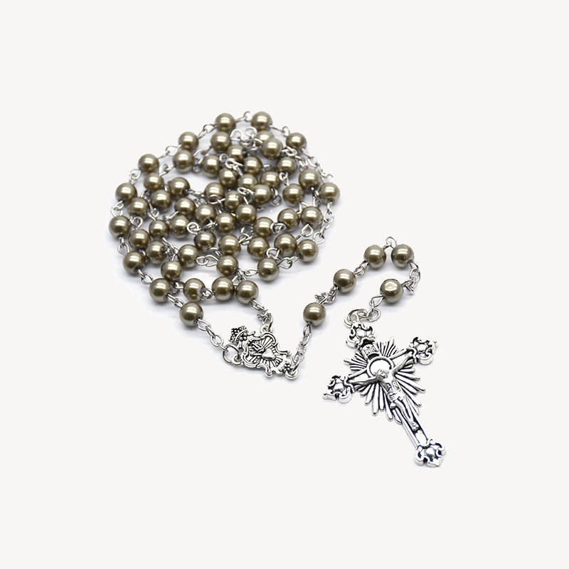 Classic Cross Ornament with girasol pearl Chain