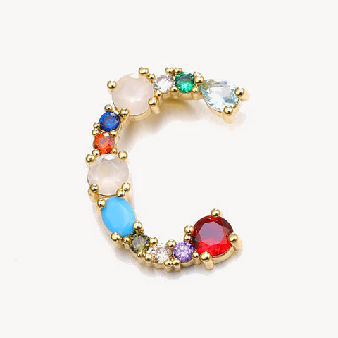 Rainbow Gem Initial Necklace
