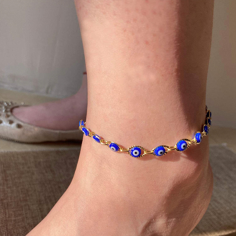 Blue Glass Bead Evil Eye Bracelet