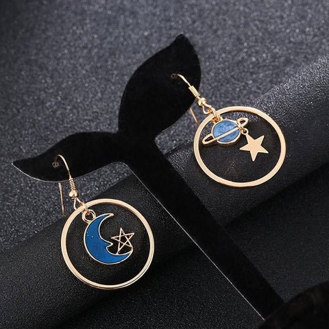 Sun and Moon Enamel Earrings