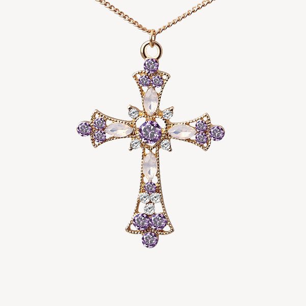 Amethysts Gothic Cross Necklace