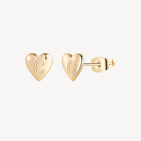 Engraved Heart Stud Earring
