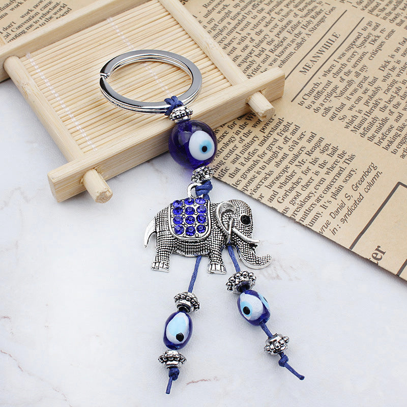 Elephant & Evil eye Lucky key chain