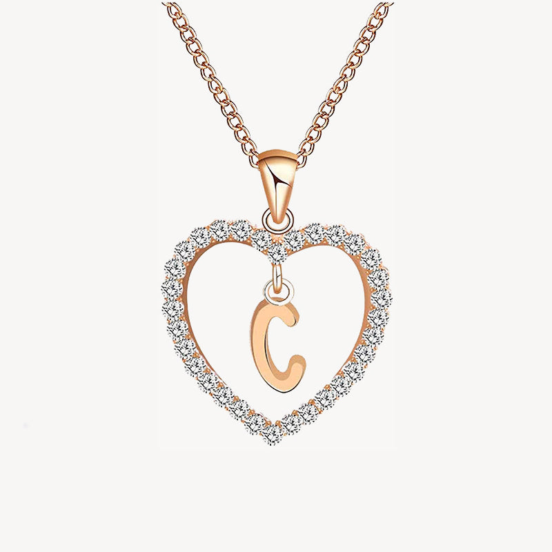 Diamond Heart Nameplate Necklace 14K