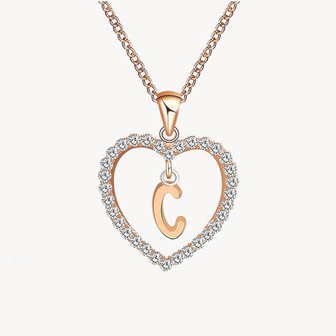 Diamond Heart Nameplate Necklace 14K