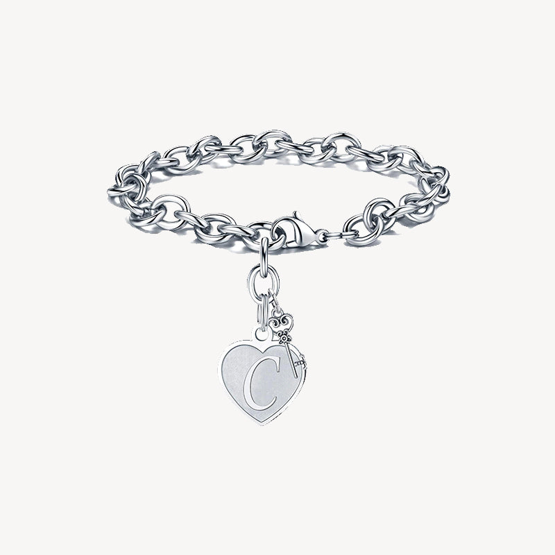 Sterling Silver Capital Initial Bracelet