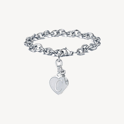 Sterling Silver Capital Initial Bracelet