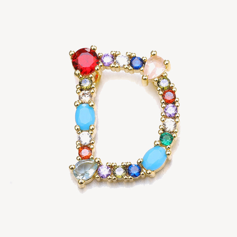 Rainbow Gem Initial Necklace