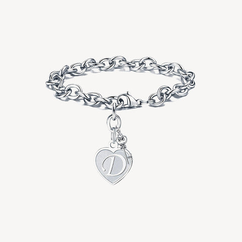 Sterling Silver Capital Initial Bracelet