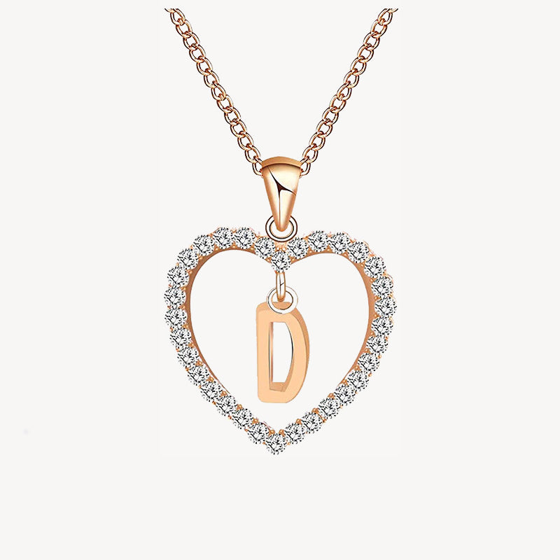 Diamond Heart Nameplate Necklace 14K