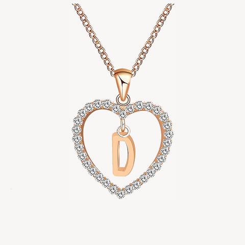 Diamond Heart Nameplate Necklace 14K