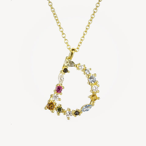 Gothic Gemstone Initial Necklace