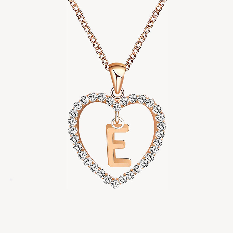 Diamond Heart Nameplate Necklace 14K