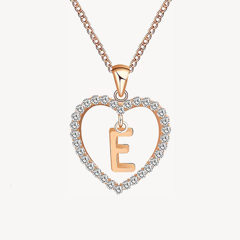 Diamond Heart Nameplate Necklace 14K
