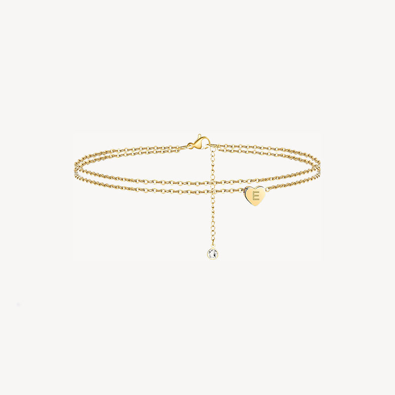Tiny Heart Uppercase Initial Anklet