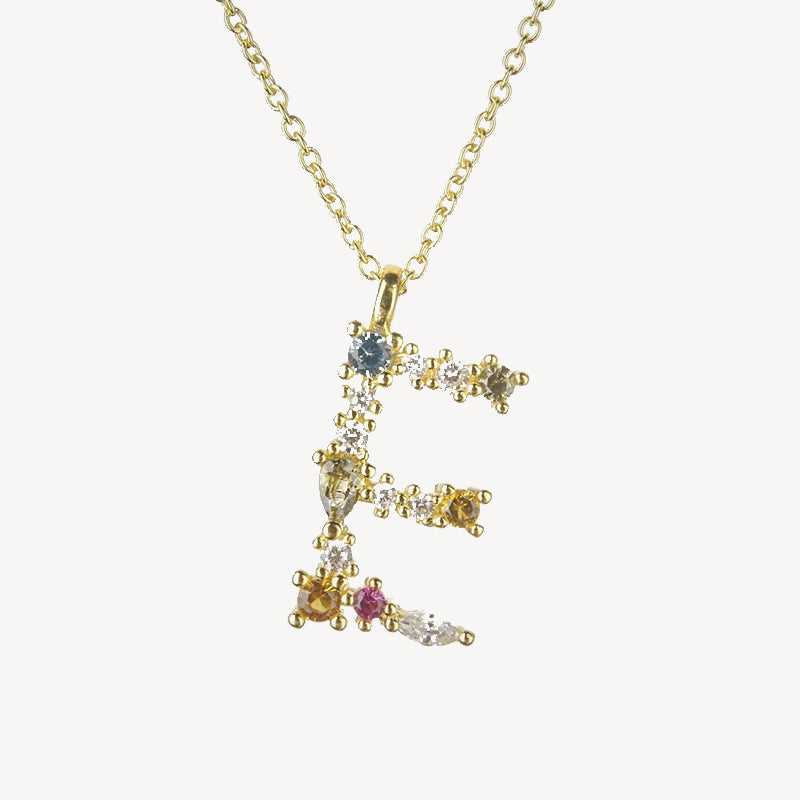 Gothic Gemstone Initial Necklace