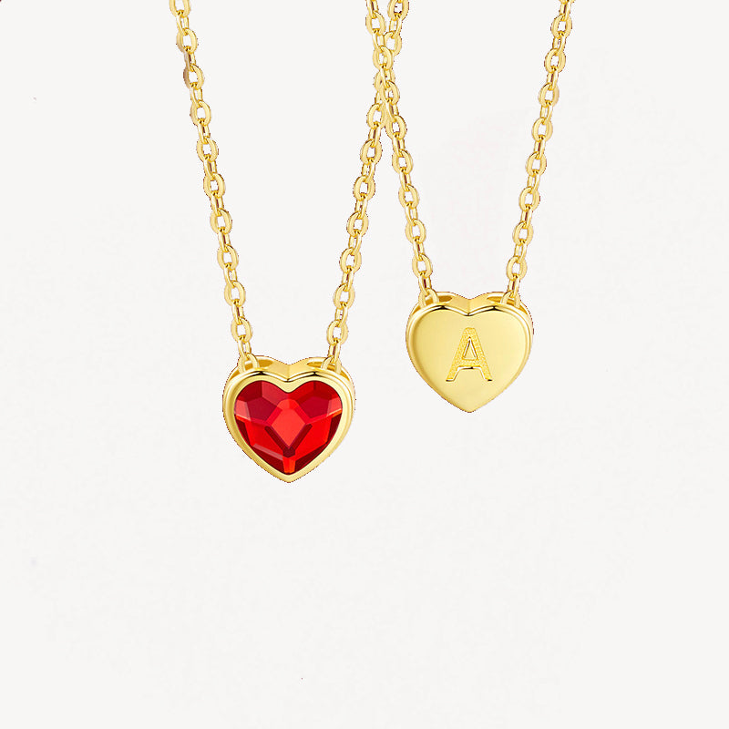 Initial Ruby Heart Necklace