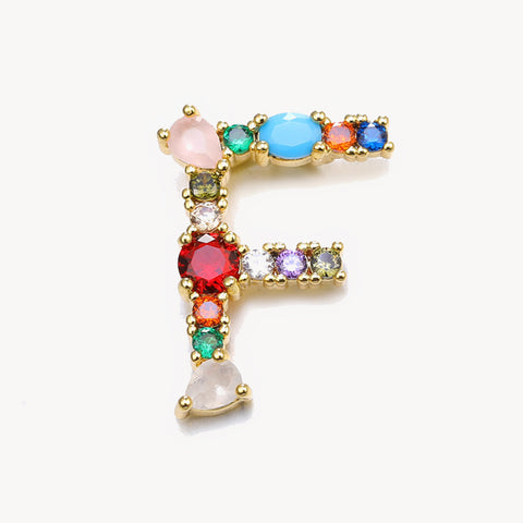 Rainbow Gem Initial Necklace