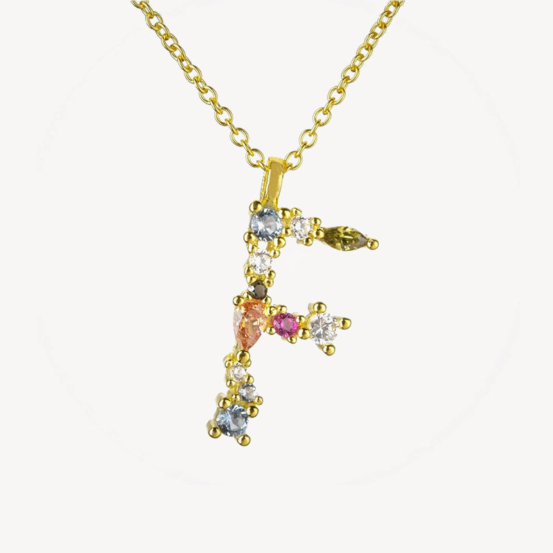 Gothic Gemstone Initial Necklace