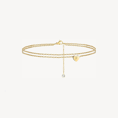 Tiny Heart Uppercase Initial Anklet