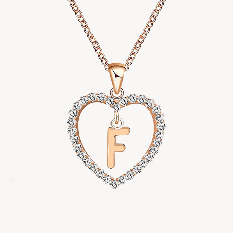 Diamond Heart Nameplate Necklace 14K