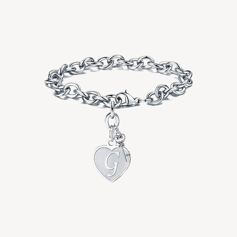 Sterling Silver Capital Initial Bracelet