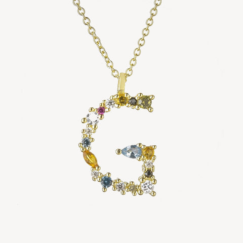 Gothic Gemstone Initial Necklace