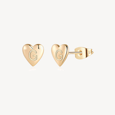 Engraved Heart Stud Earring