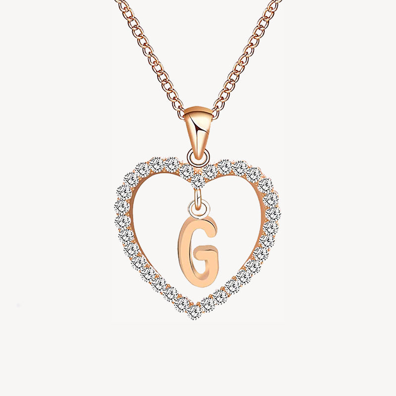 Diamond Heart Nameplate Necklace 14K
