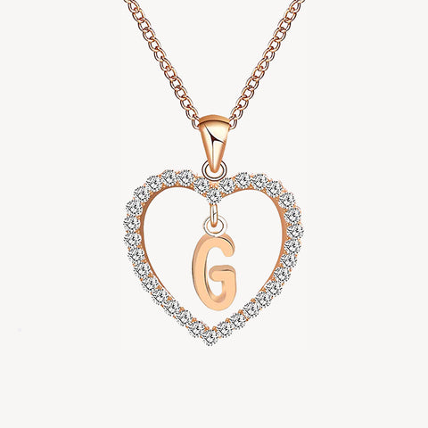 Diamond Heart Nameplate Necklace 14K