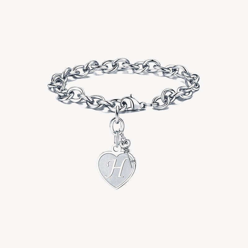 Sterling Silver Capital Initial Bracelet