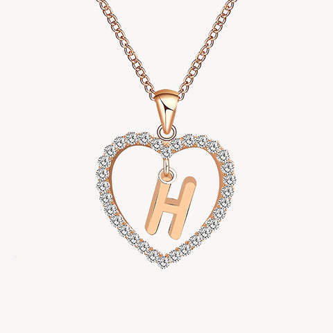 Diamond Heart Nameplate Necklace 14K