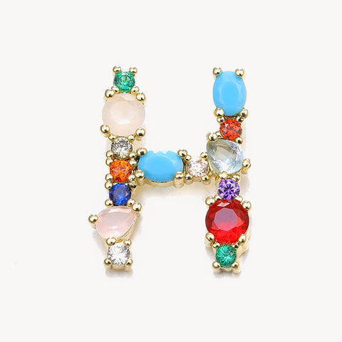 Rainbow Gem Initial Necklace