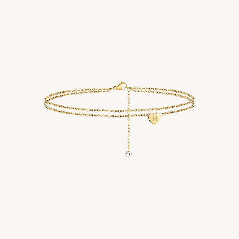 Tiny Heart Uppercase Initial Anklet