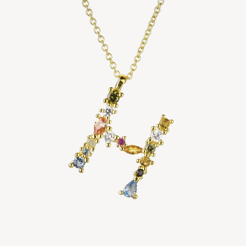Gothic Gemstone Initial Necklace