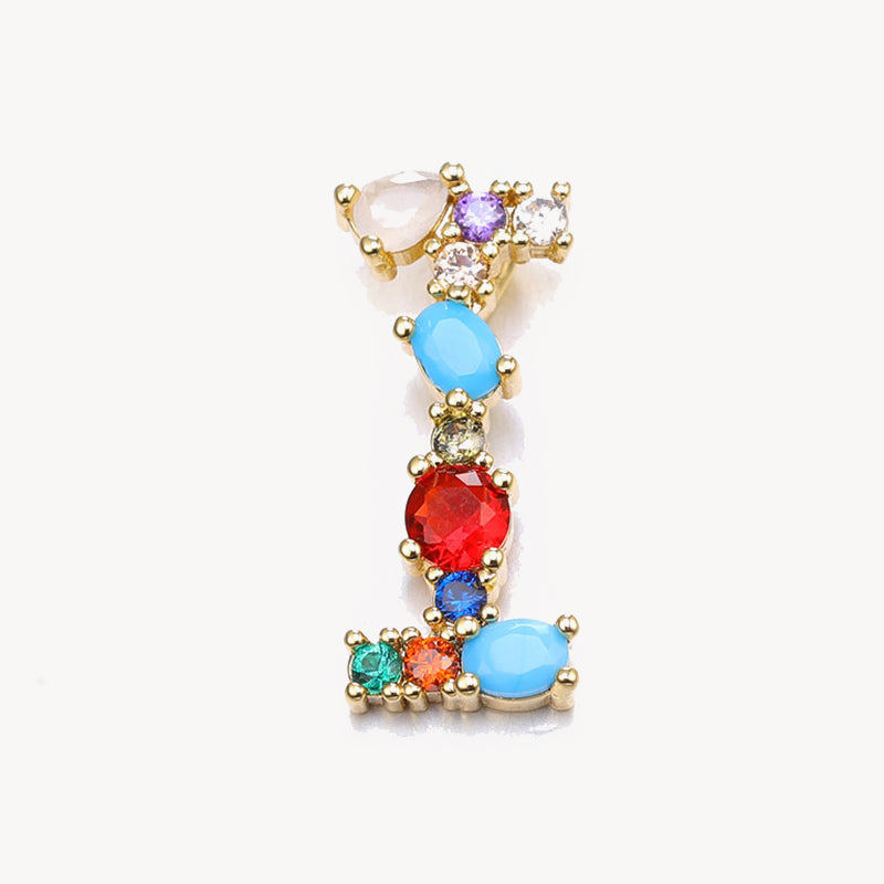Rainbow Gem Initial Necklace