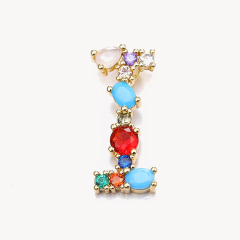 Rainbow Gem Initial Necklace