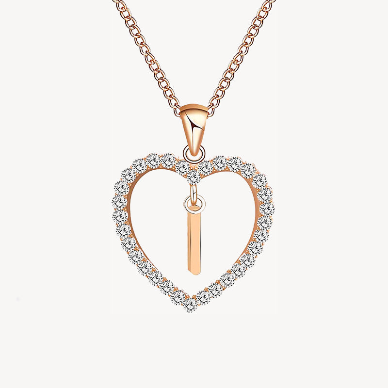 Diamond Heart Nameplate Necklace 14K