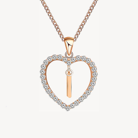 Diamond Heart Nameplate Necklace 14K