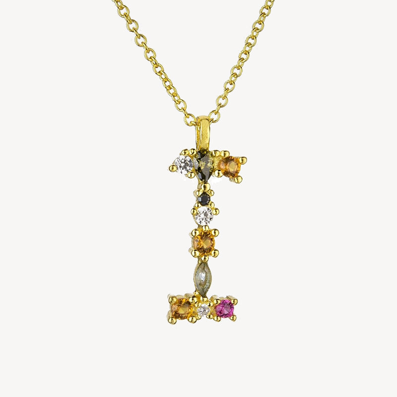 Gothic Gemstone Initial Necklace