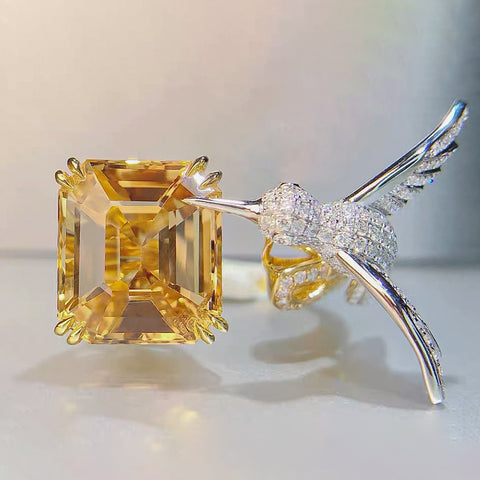 Fancy Yellow Citrine Bird Wrap Ring