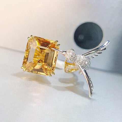 Fancy Yellow Citrine Bird Wrap Ring