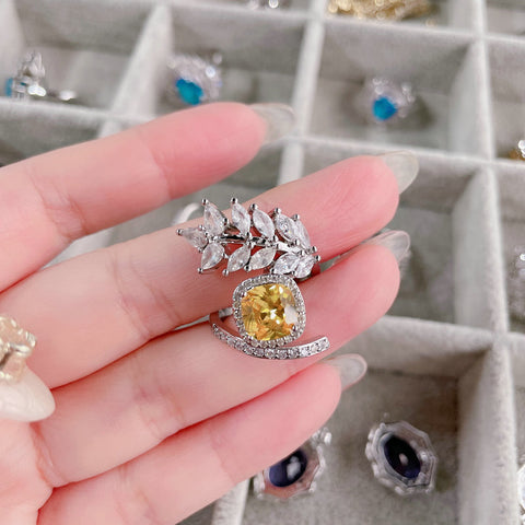 Citrine Retro Open Ring