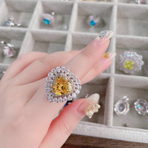 Citrine Retro Open Ring