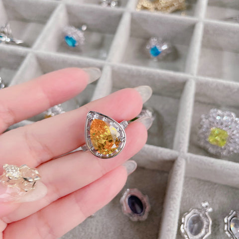 Citrine Retro Open Ring