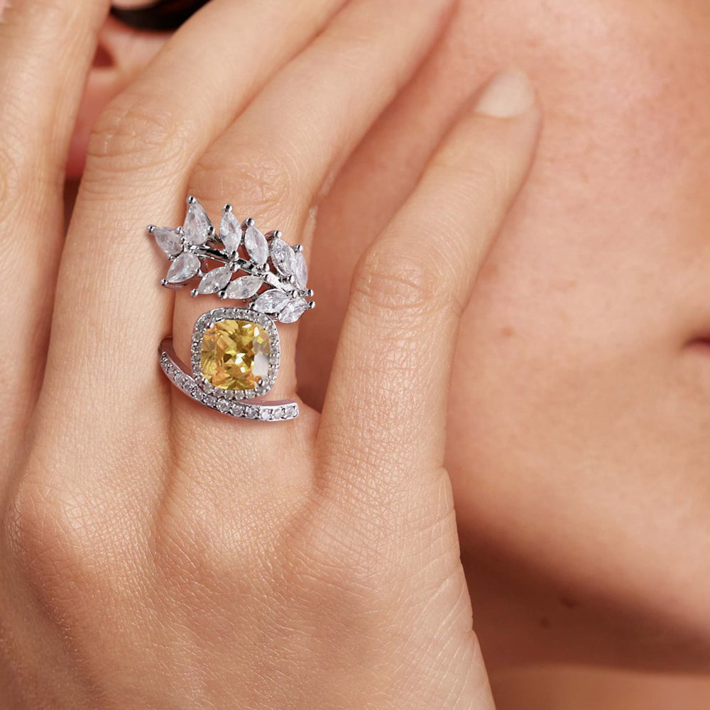 Citrine Retro Open Ring