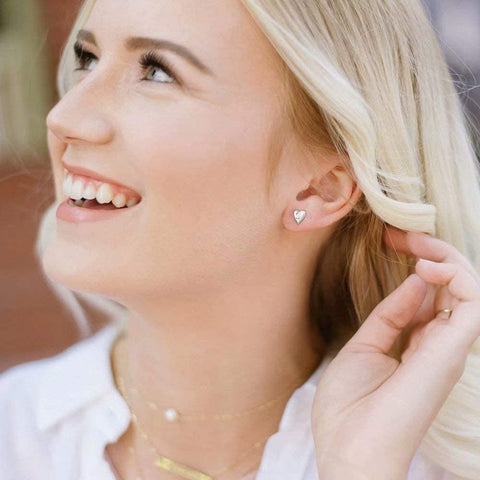 Engraved Heart Stud Earring